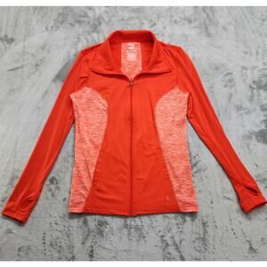 Danskin Now Jacket Womens M Orange Semi-Fitted Full Zip Long Sleeve Thumbholes